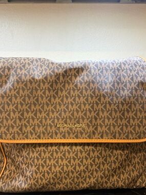 Michael Kors Tan/Brown Monogram Diaper Bag with Gold Logo